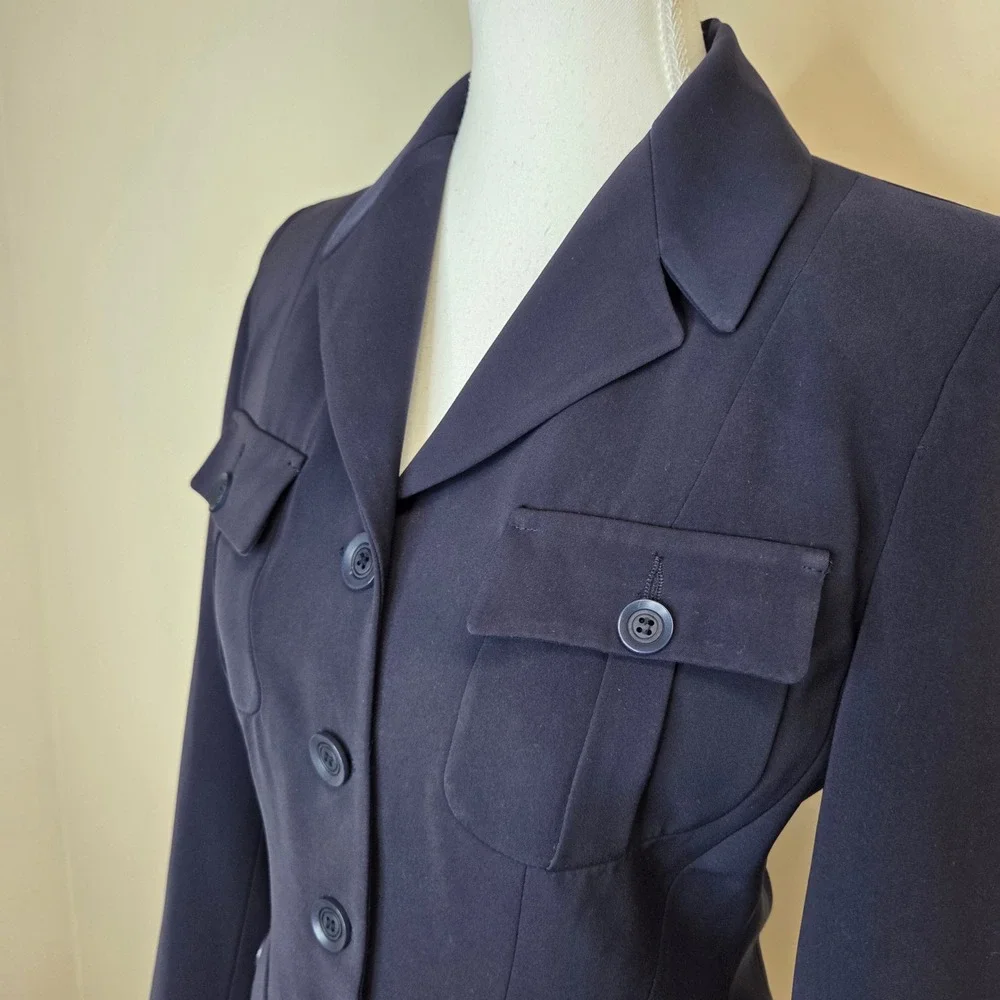 Vertigo Paris Navy Blue Safari Utility Jacket Blazer Made in France S - Picture 3 of 6